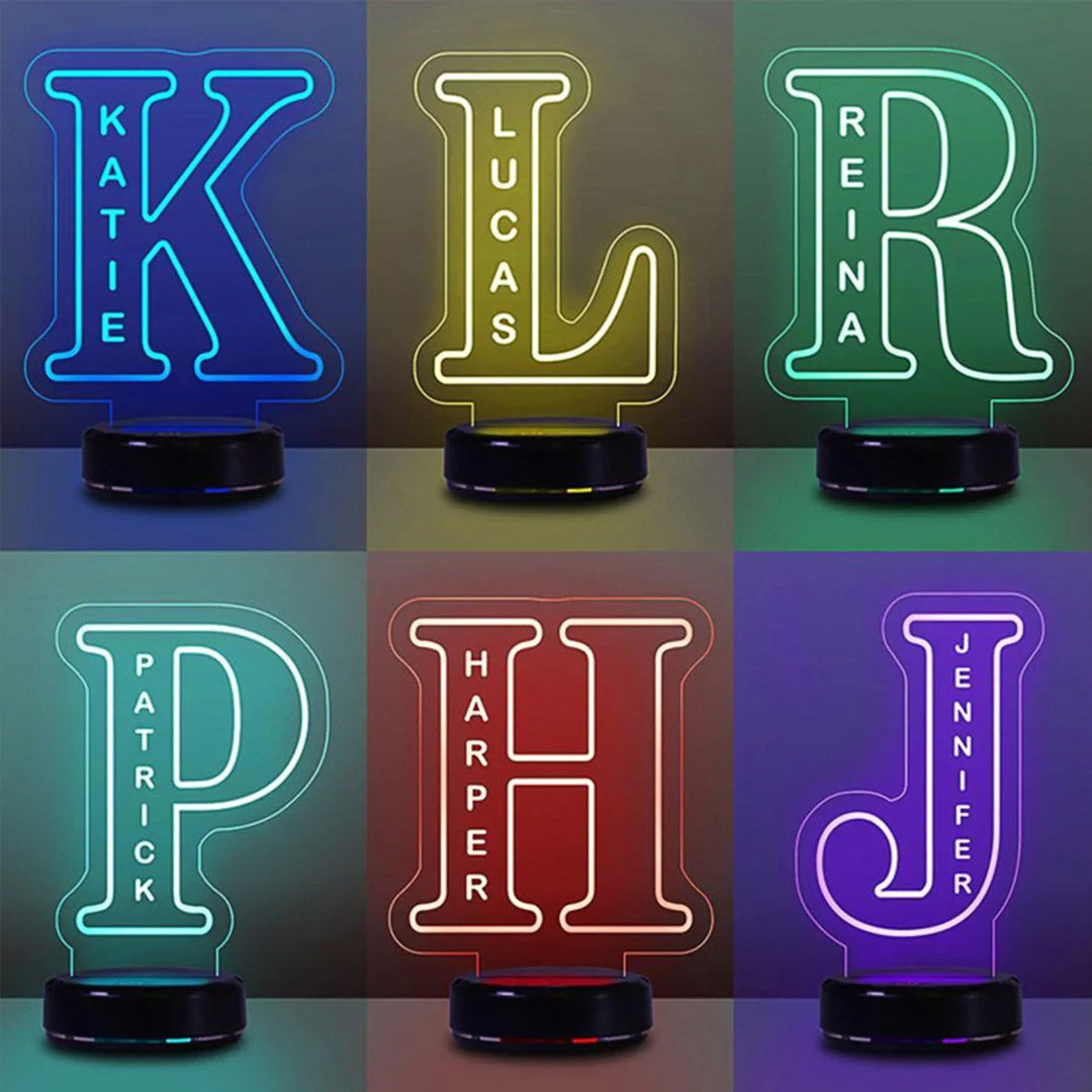 Luz de noche con letra de nombre personalizada