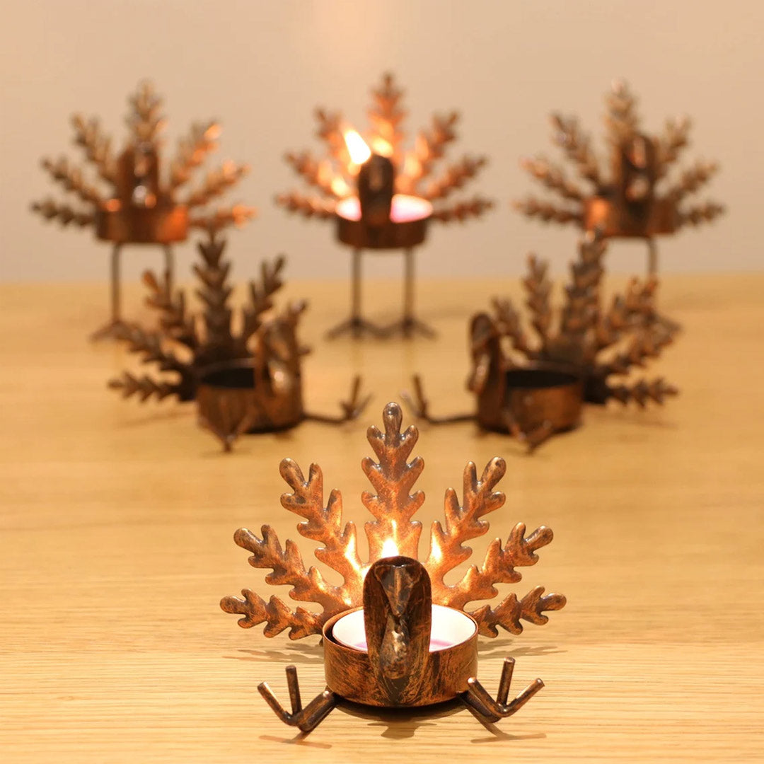 Rustic Metal Turkey Candle Holder