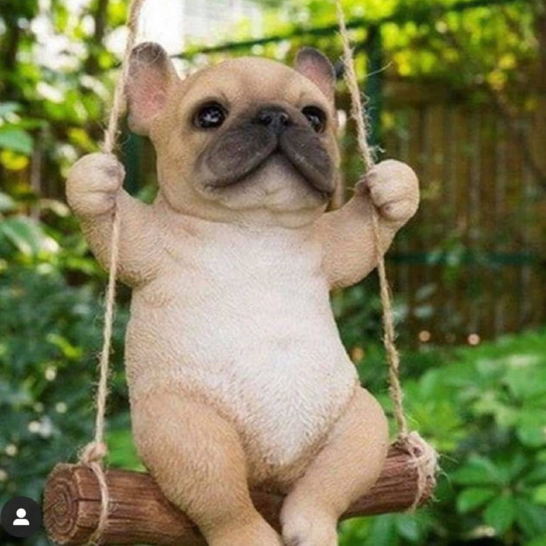 French Bulldog Figurine on Swing