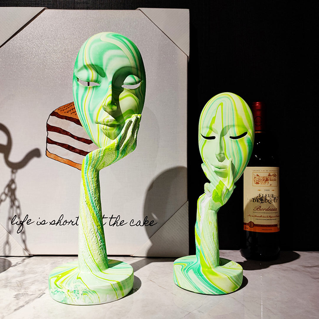 Statua artigianale maschera viso donna