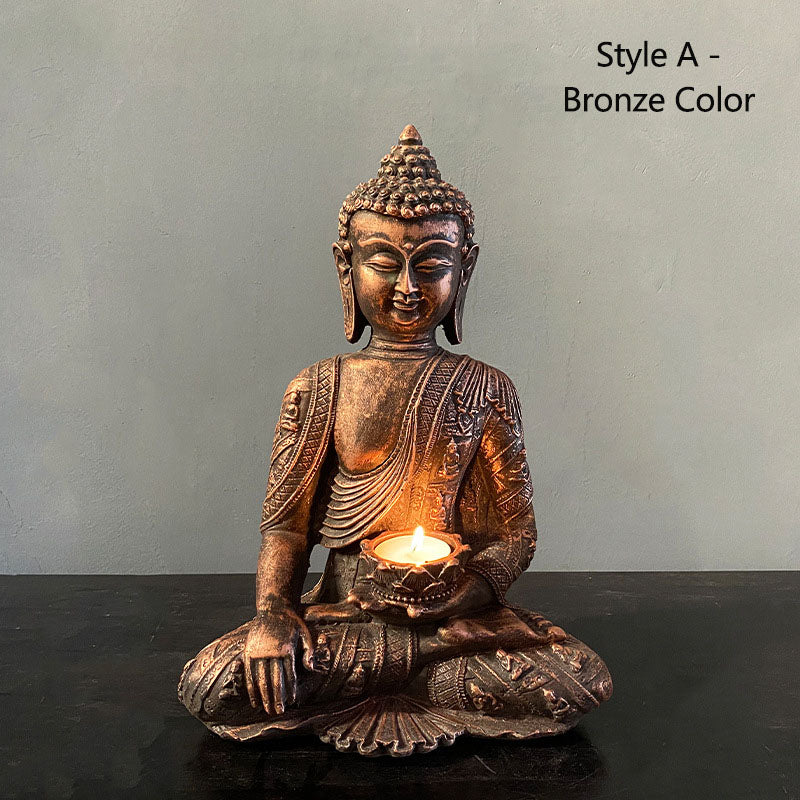 Handmade Buddha Statue with Candle Holder