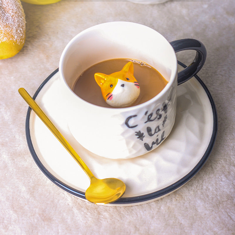 Hand-Made Cute Cat Ceramic Cup