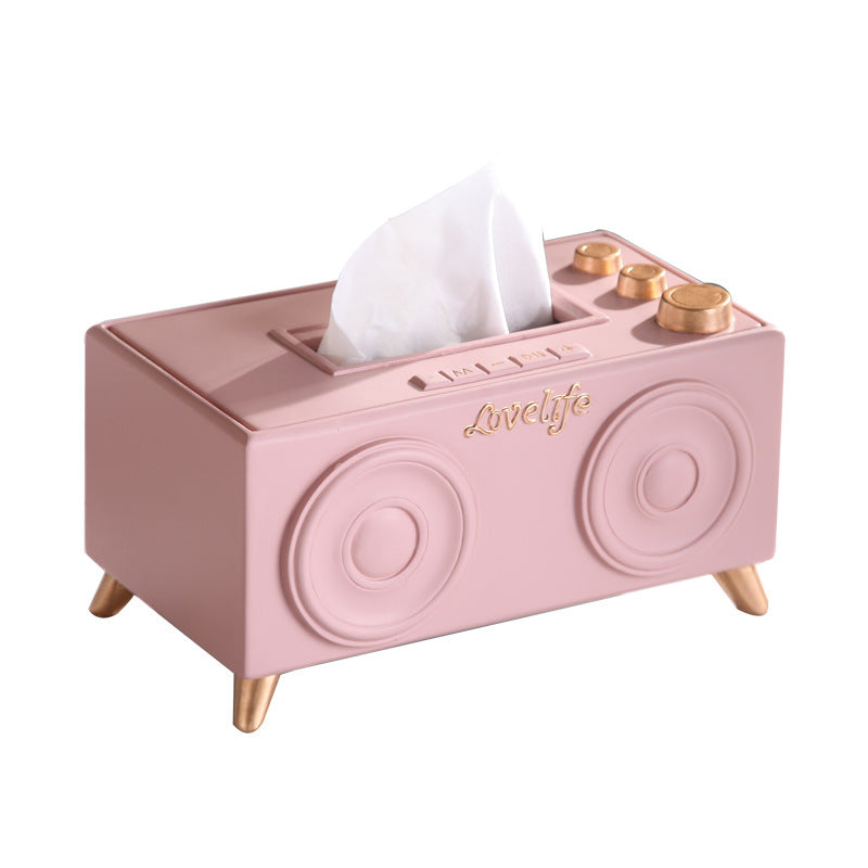 Caja de pañuelos de audio de música retro
