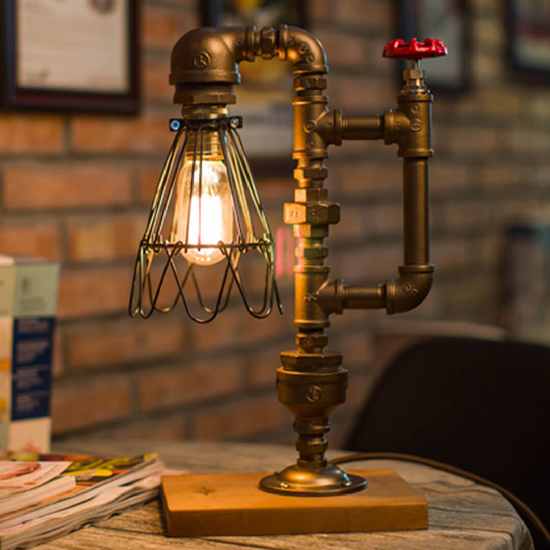 Lámpara de mesa de tubo de agua de arte retro