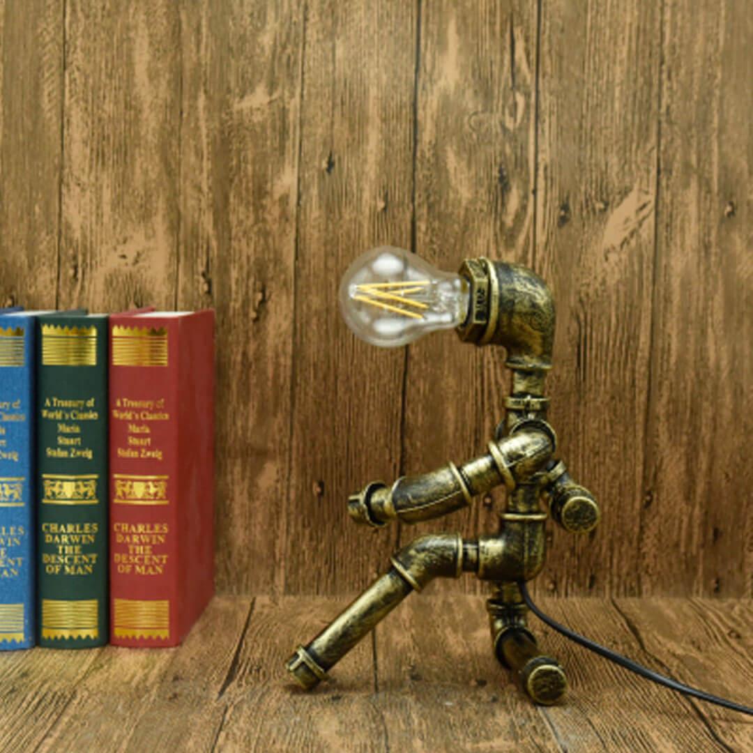 Loft Retro Punk Robot Pipe Table Lamp