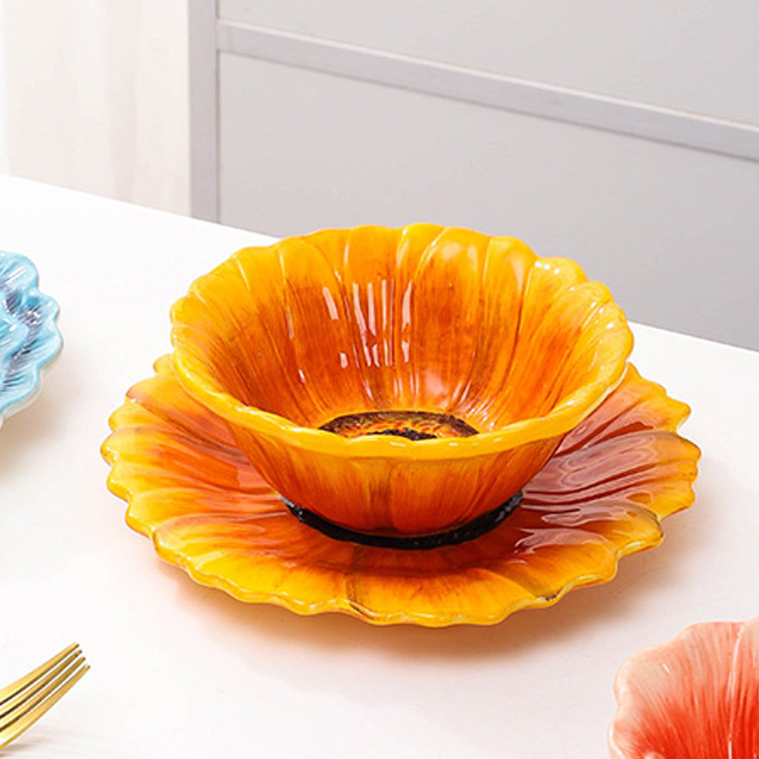 Cuencos y platos de flores