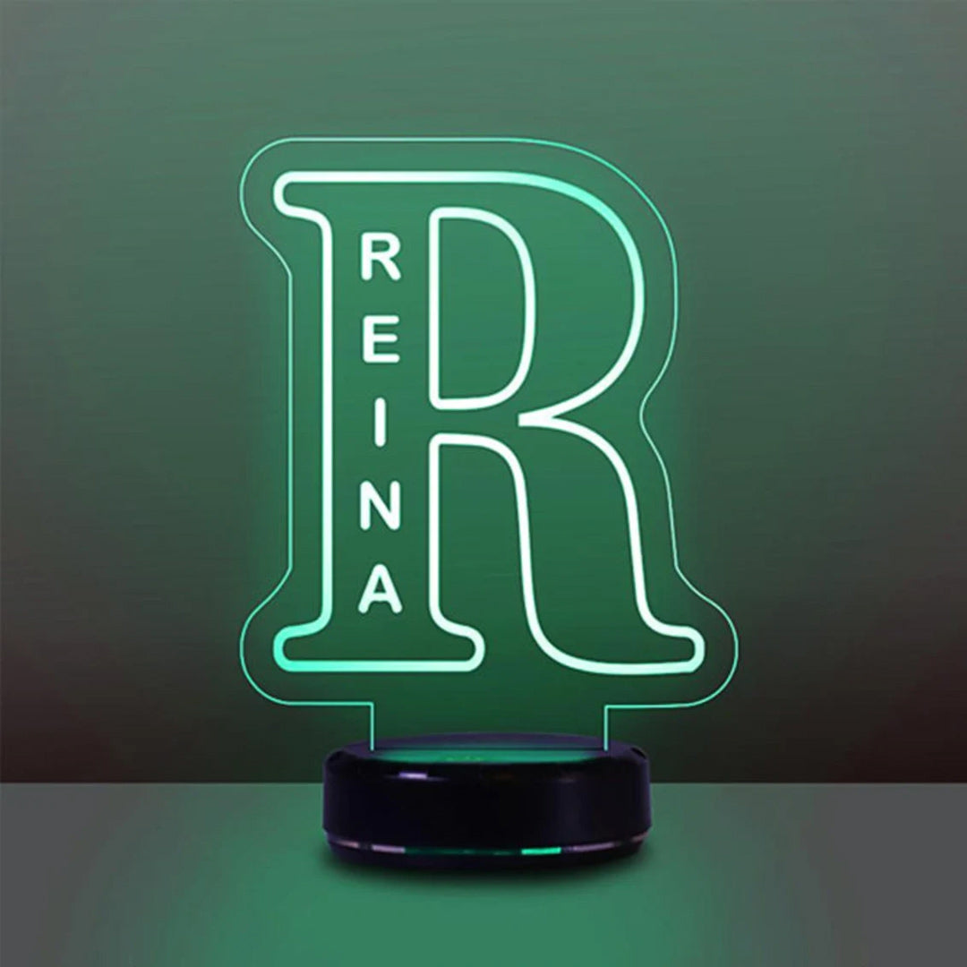 Luz de noche con letra de nombre personalizada