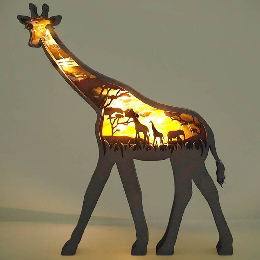 3D Wooden Giraffe Carving Handcraft