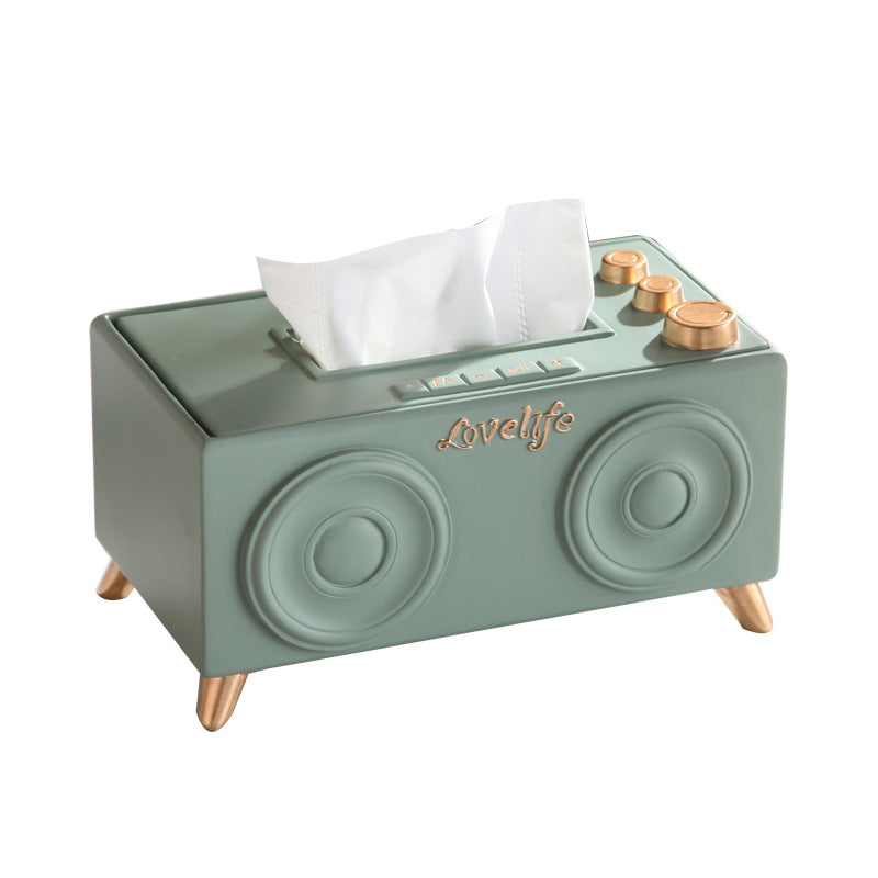 Caja de pañuelos de audio de música retro