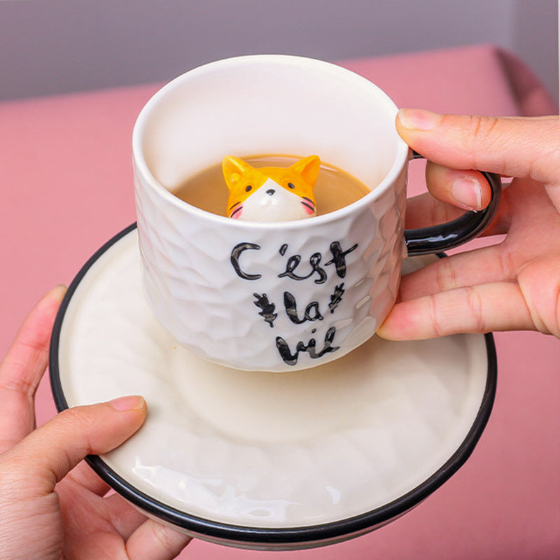 Hand-Made Cute Cat Ceramic Cup