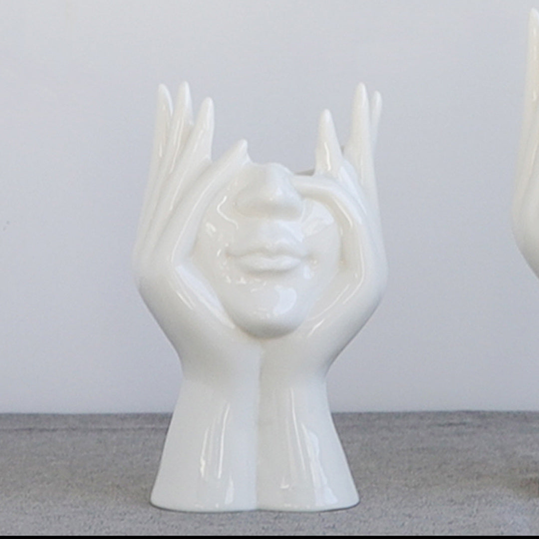 Vaso in ceramica volto umano