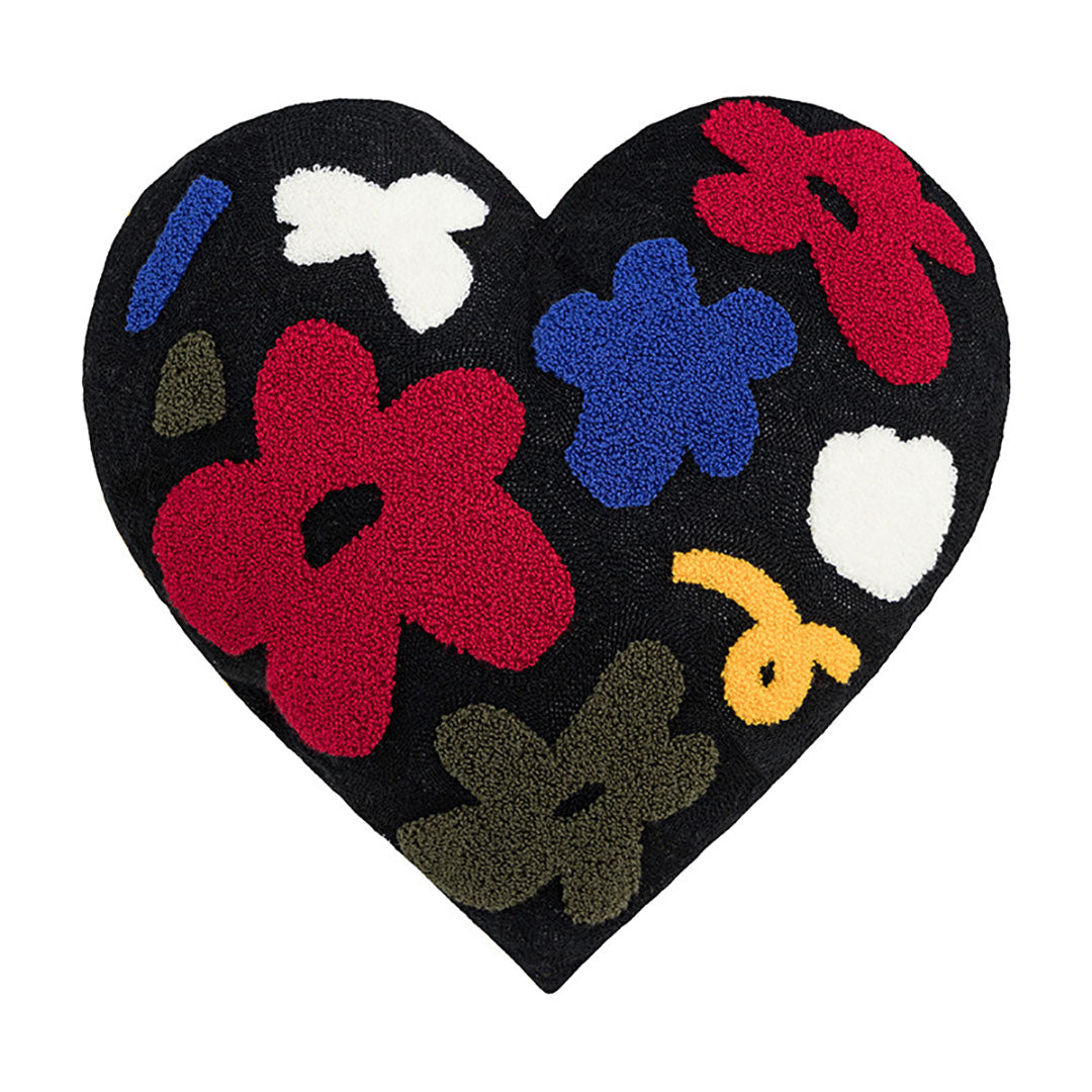 Love Heart Flower Embroidered Pillow