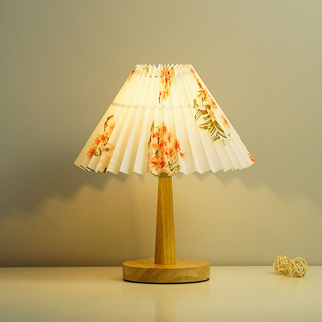 Luz de noche de pantalla plisada retro