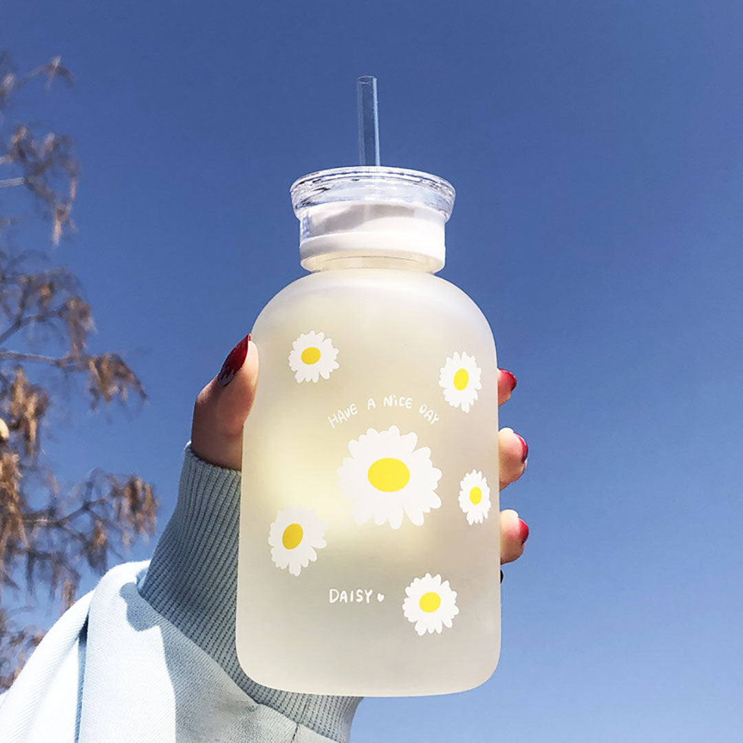 Daisy Frosted and Clear Water Bottle