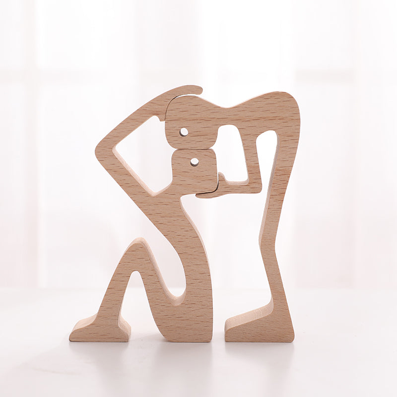 Adorno de madera humano y perro