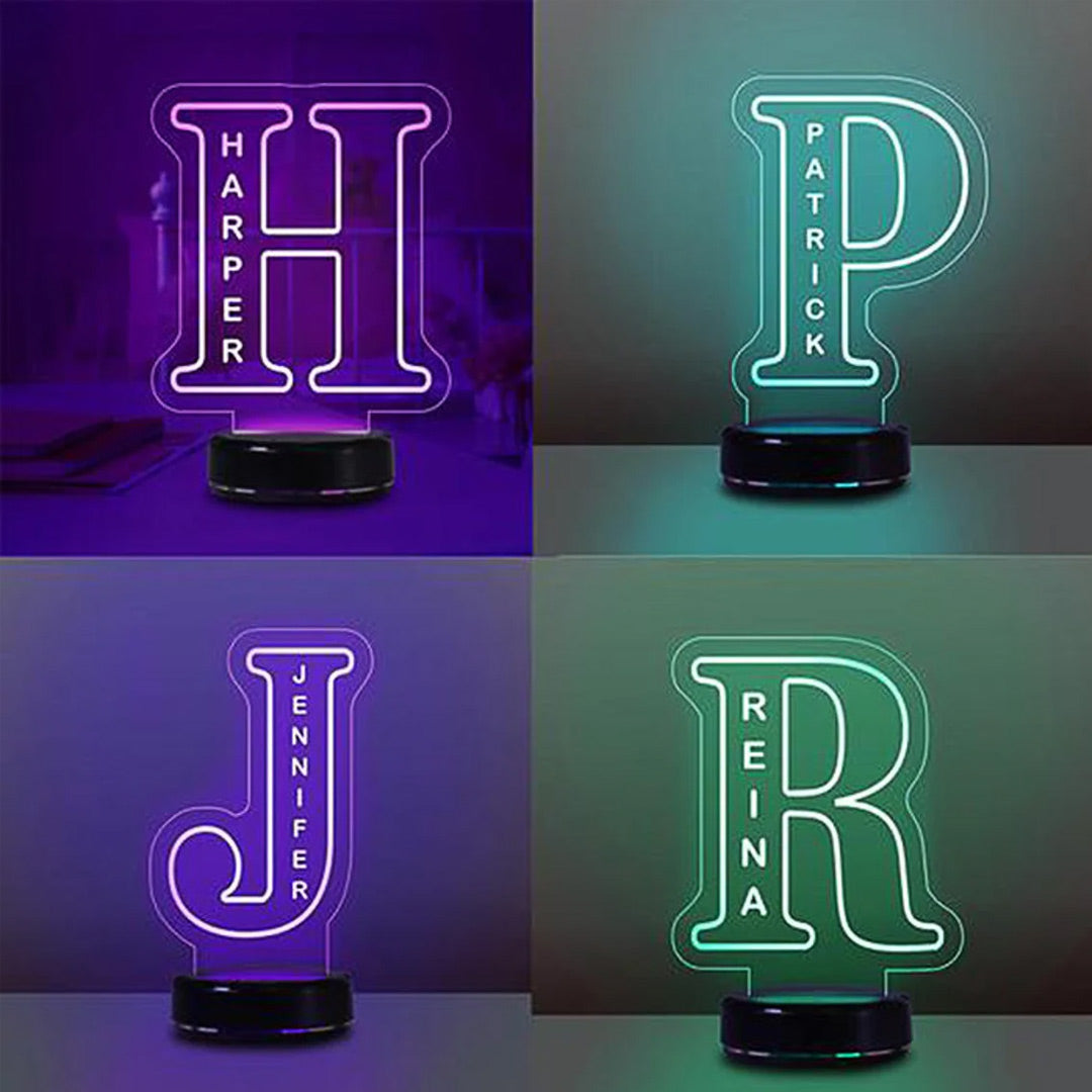 Luz de noche con letra de nombre personalizada