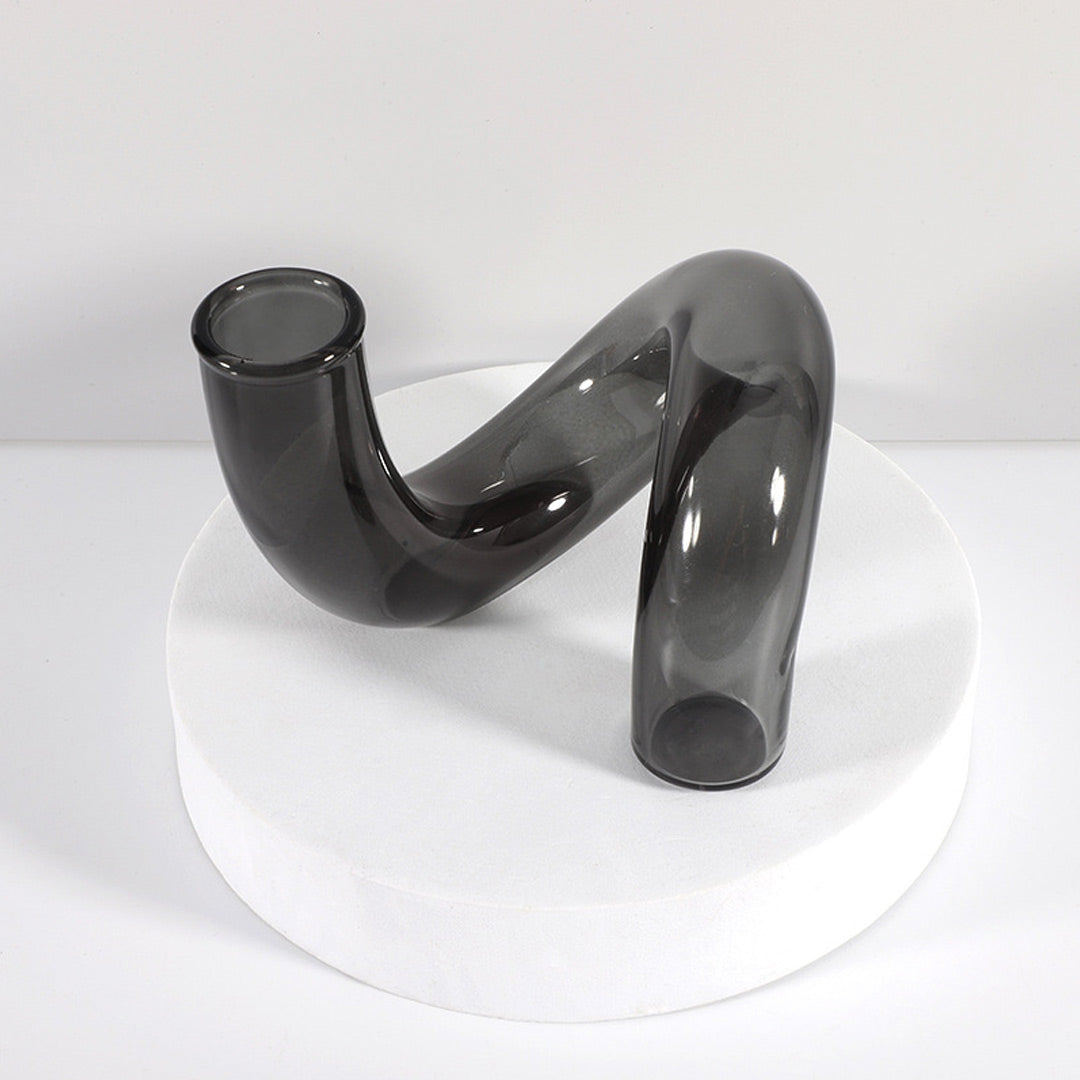 Vase bougeoir en verre torsadé