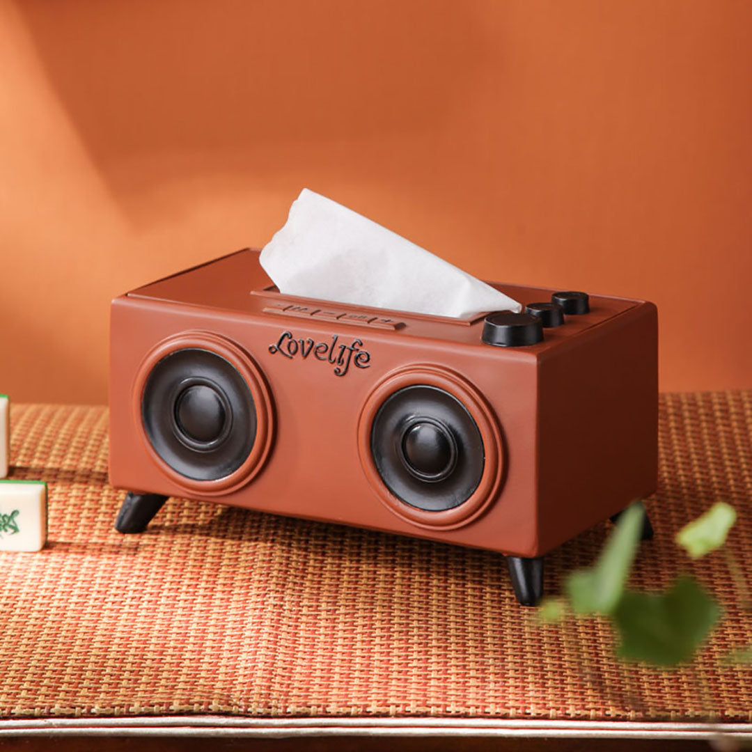 Caja de pañuelos de audio de música retro