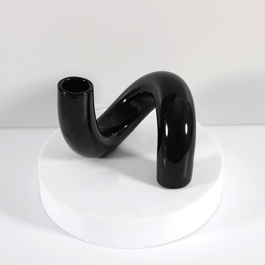 Vase bougeoir en verre torsadé