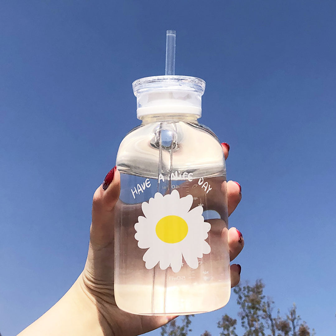 Daisy Frosted and Clear Water Bottle