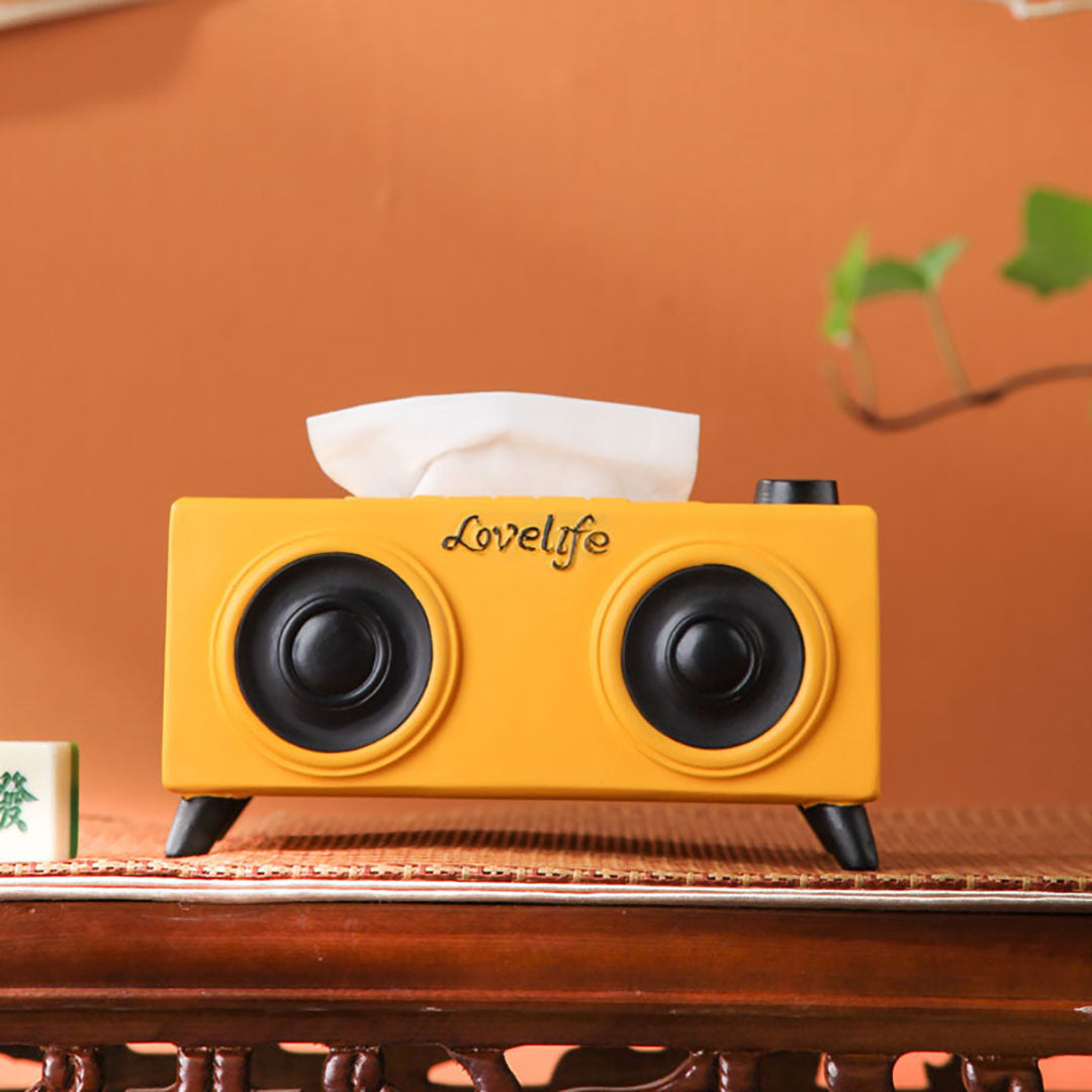 Caja de pañuelos de audio de música retro