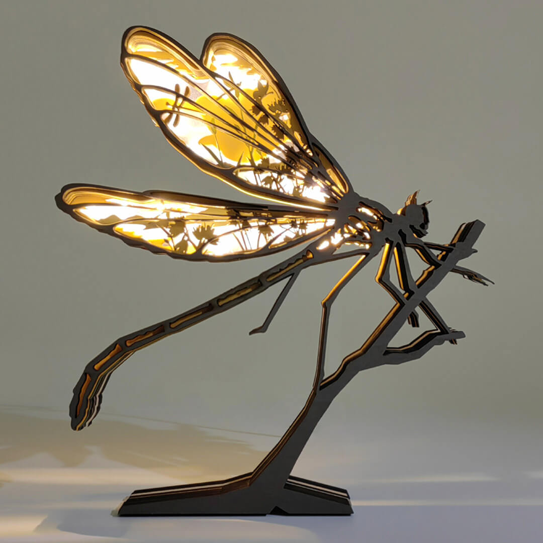 3D Wooden Dragonfly Carving Handcraft