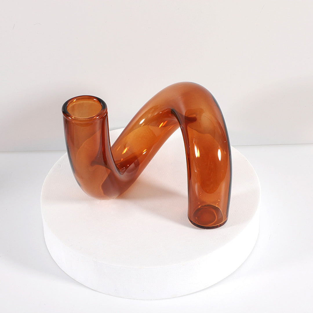 Vase bougeoir en verre torsadé