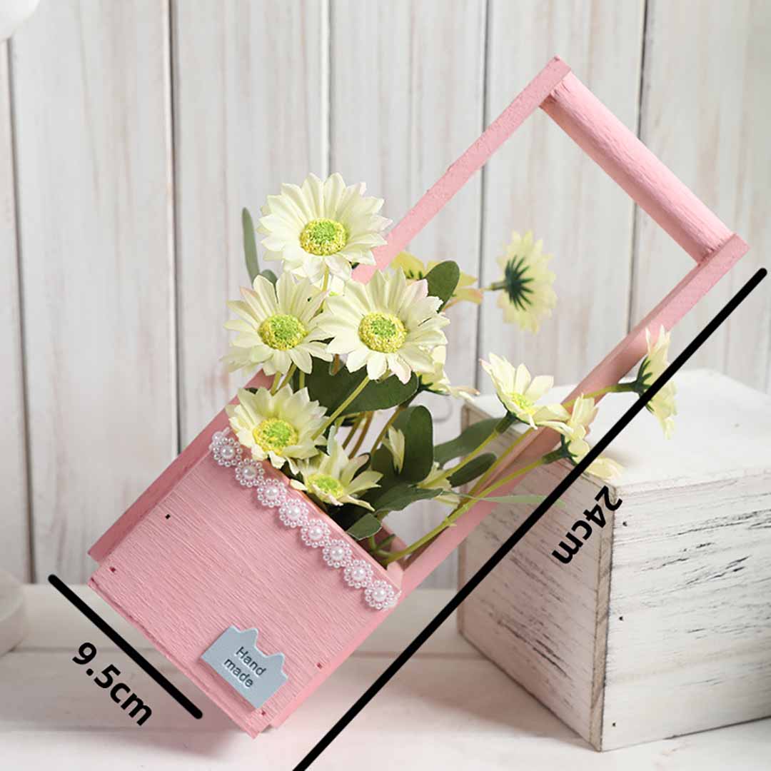 Wooden Basket Imitation Flower