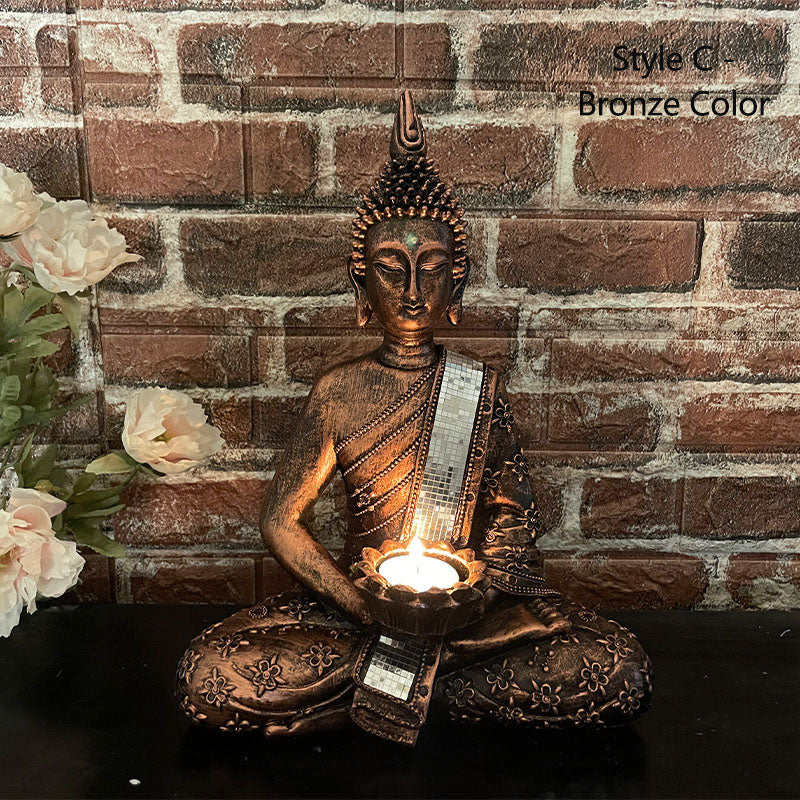 Handgefertigte Buddha-Statue mit Kerzenhalter