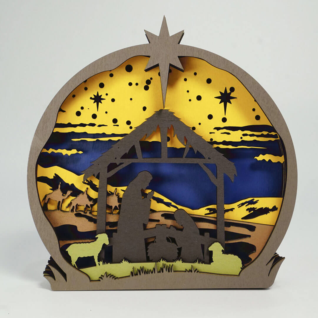 3D Wooden Nativity Scene Carving Handcraft