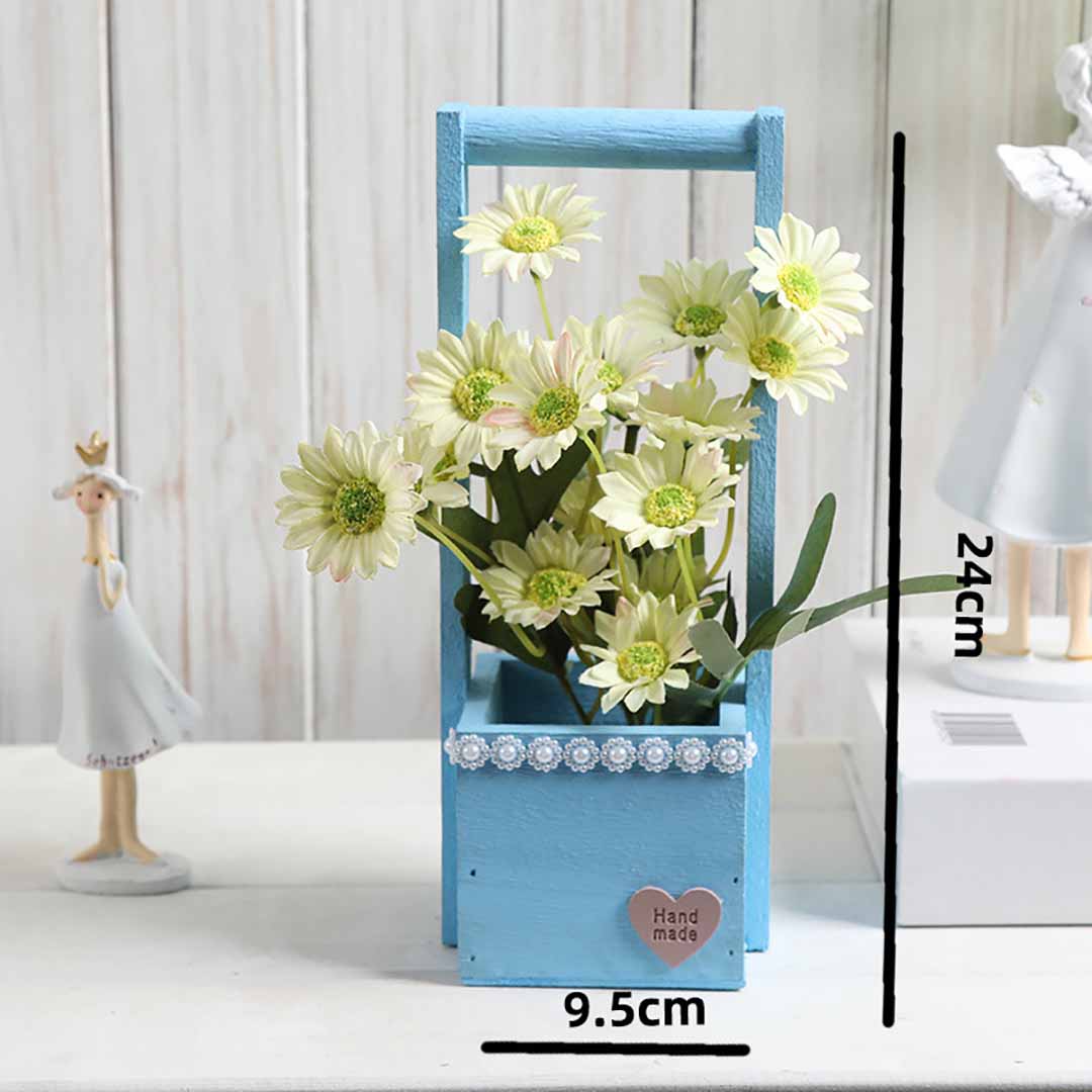 Wooden Basket Imitation Flower