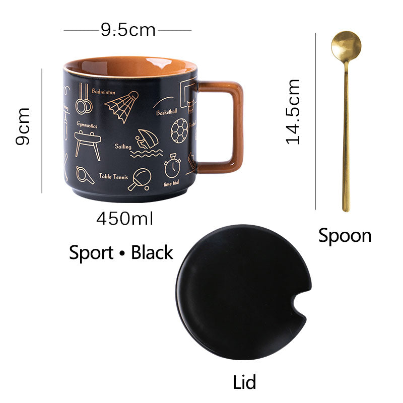 Taza de café de fórmula matemática con tapa y cuchara