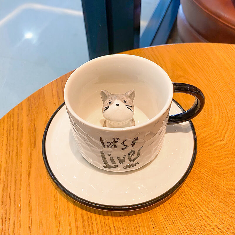 Hand-Made Cute Cat Ceramic Cup