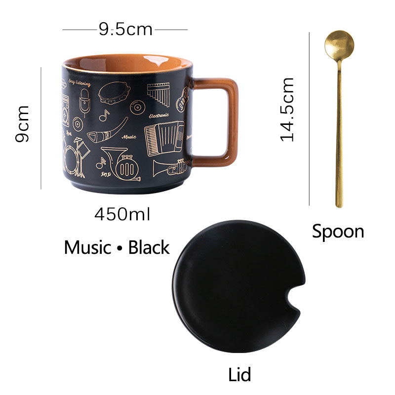 Taza de café de fórmula matemática con tapa y cuchara