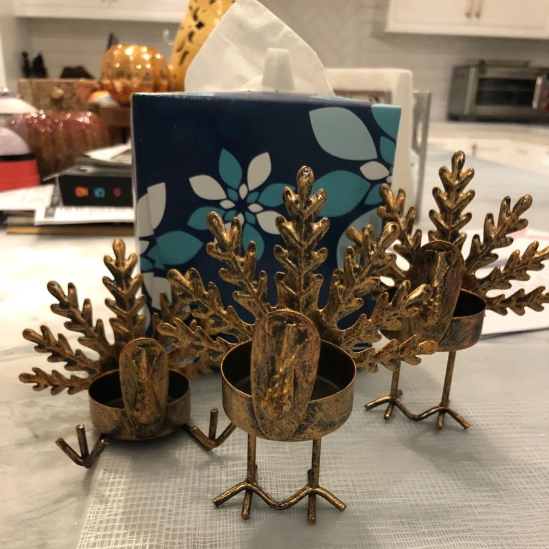 Rustic Metal Turkey Candle Holder