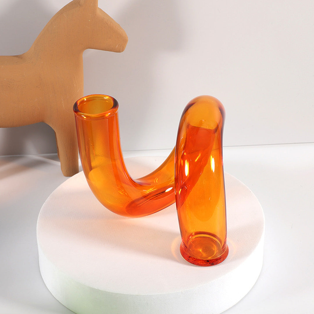 Vase bougeoir en verre torsadé