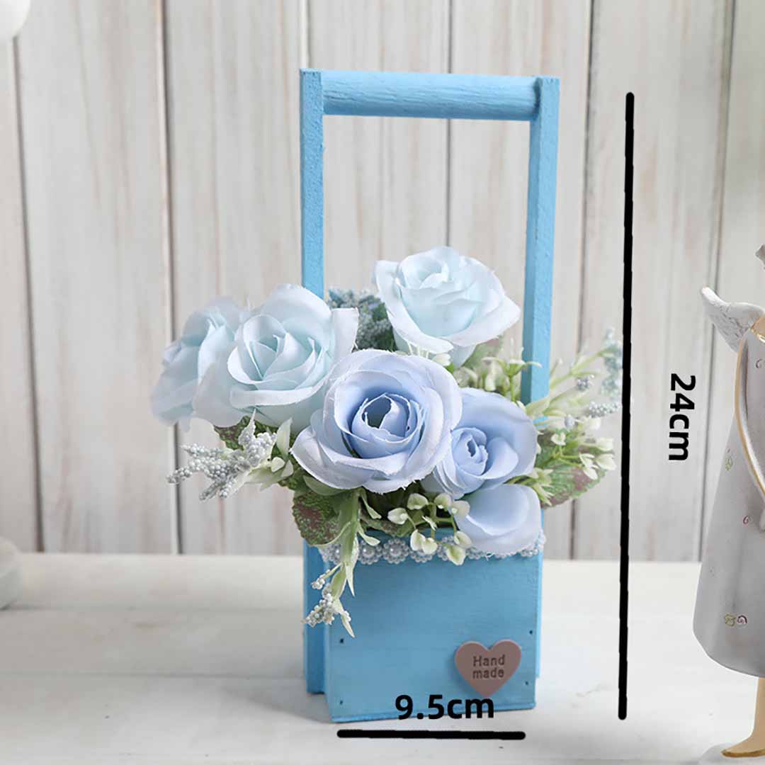 Wooden Basket Imitation Flower