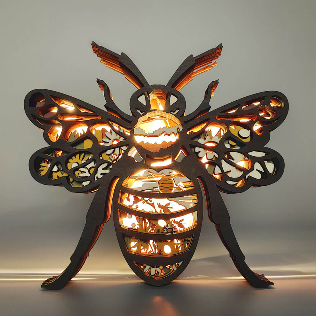 3D Wooden Bee Carving Handcraft