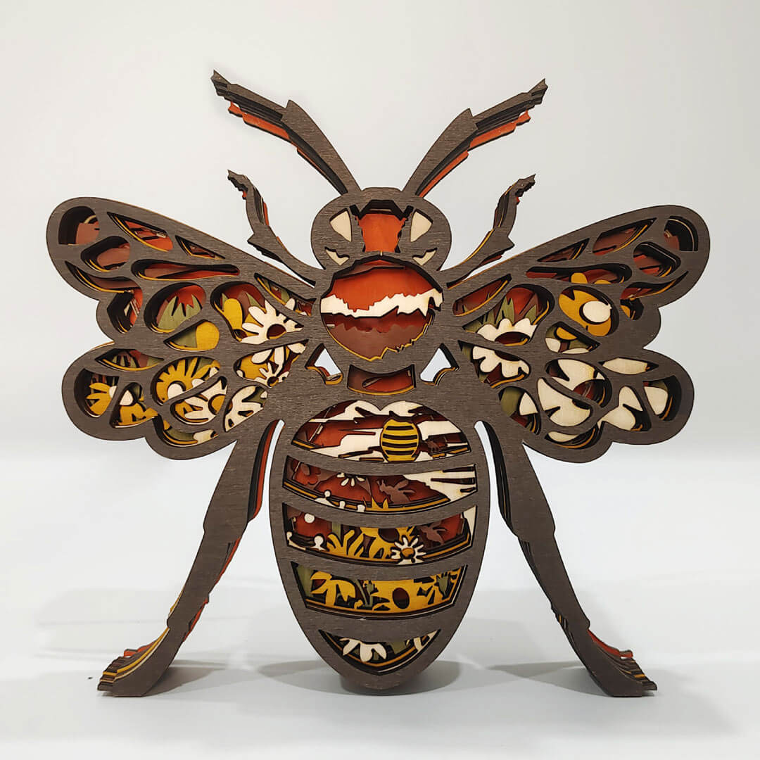 3D Wooden Bee Carving Handcraft