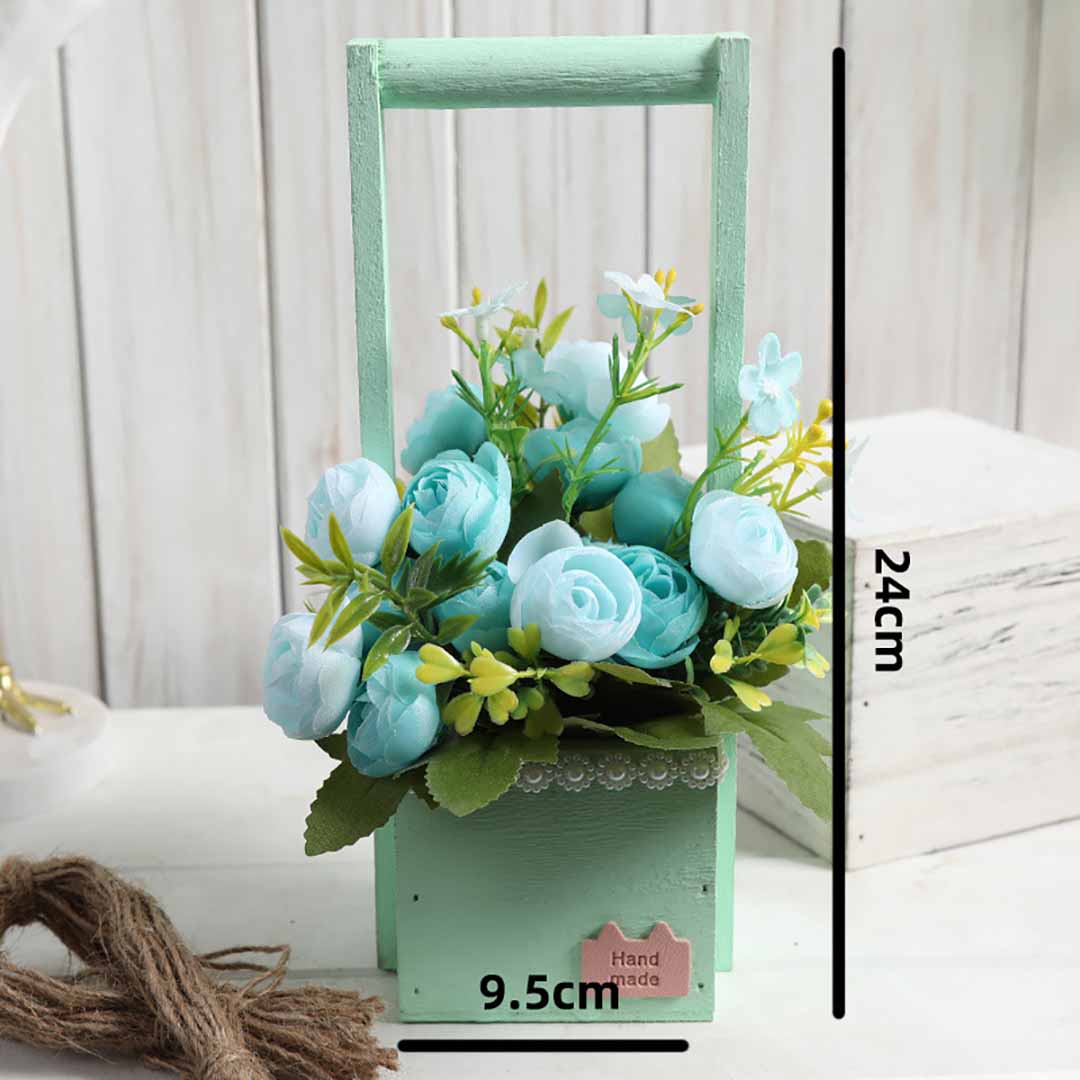 Wooden Basket Imitation Flower