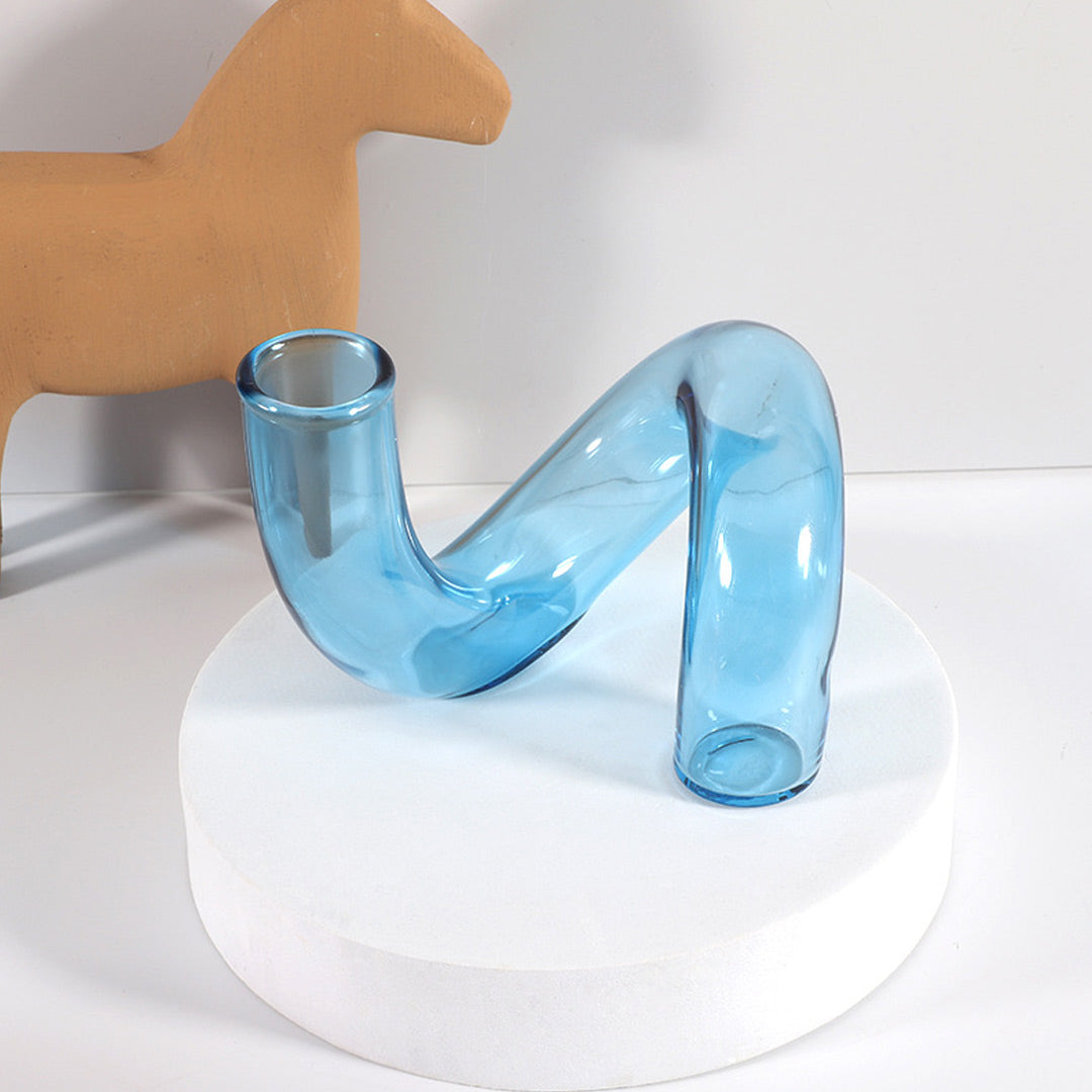 Vase bougeoir en verre torsadé