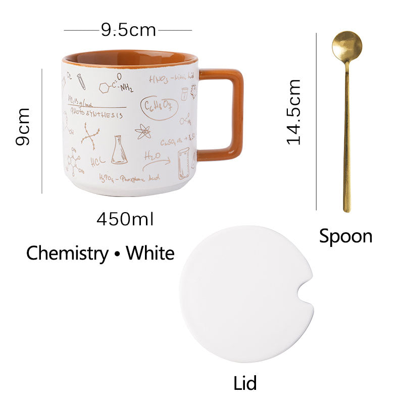 Taza de café de fórmula matemática con tapa y cuchara