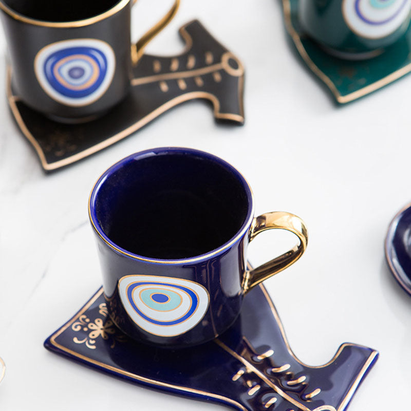 Turkey Blue Eye Coffee Cup & Tray