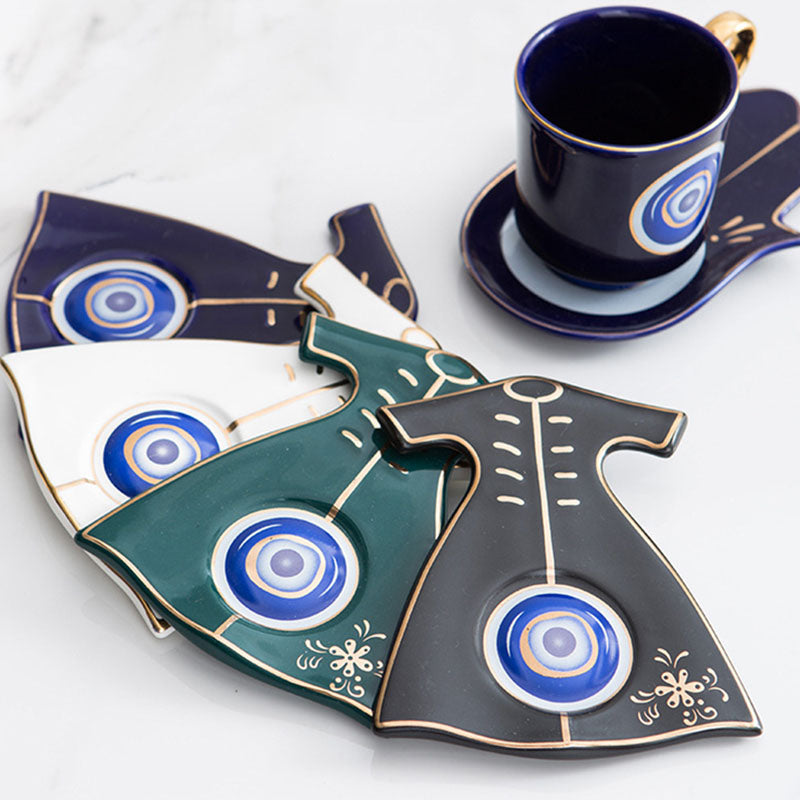 Turkey Blue Eye Coffee Cup & Tray