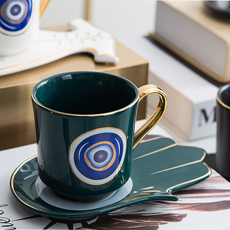 Turkey Blue Eye Coffee Cup & Tray