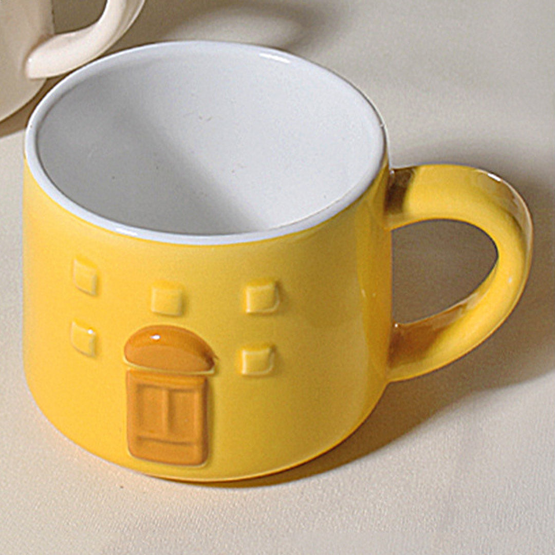 Creative Cute Snow House Mug with Saucer