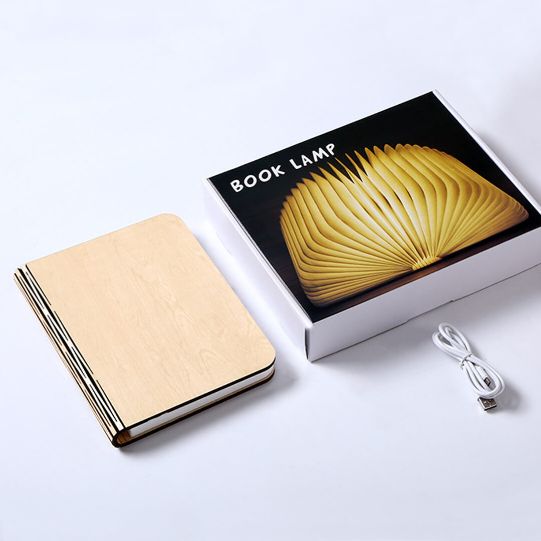 Luz de libro de grabado de madera personalizada