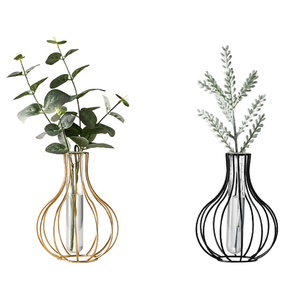 Dekorative Glasvase aus Metalldraht