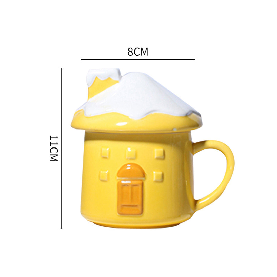 Creative Cute Snow House Mug with Saucer