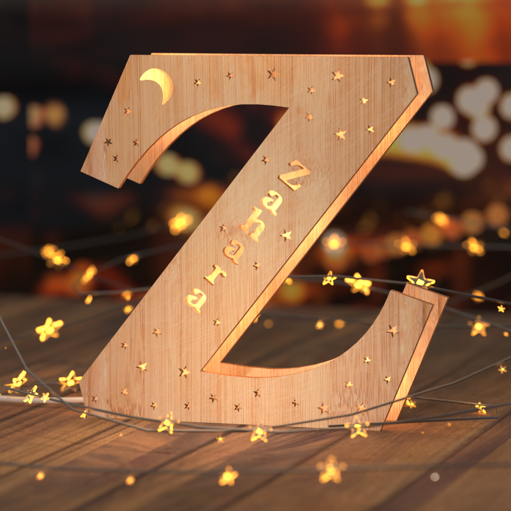 Luz nocturna personalizada con letras de madera